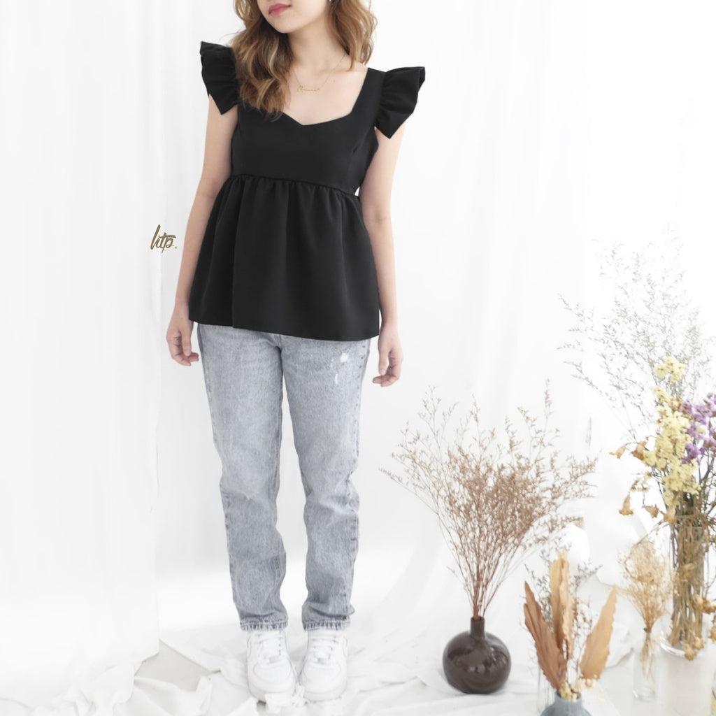 HTP Sweet Heart Neckline Shirred Top  for Women