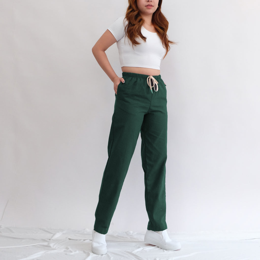 HTP Linen Pull-Up Pants With Tie And Pocket