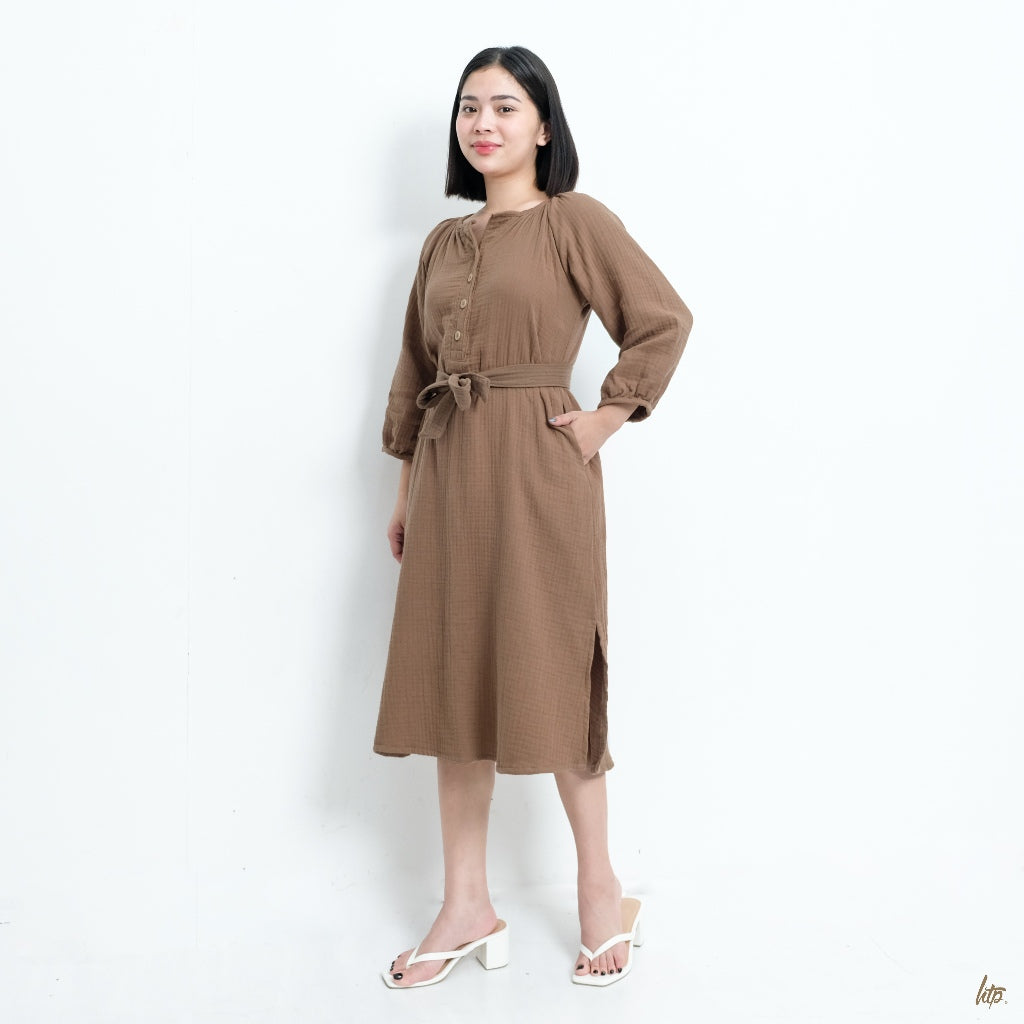 HTP Bishop Sleeve Dress With Tie