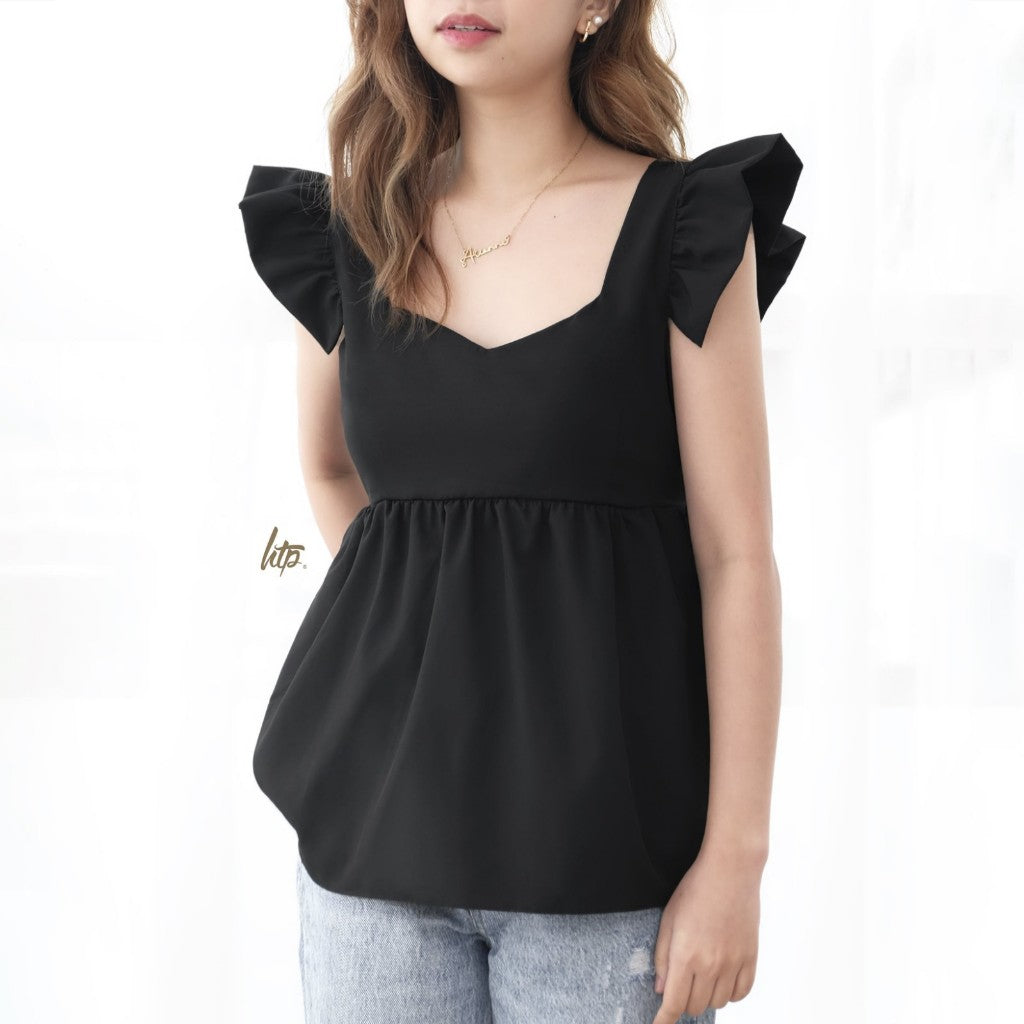 HTP Sweet Heart Neckline Shirred Top  for Women