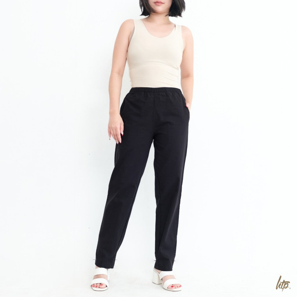 HTP Linen Pull-Up Pants With Tie And Pocket