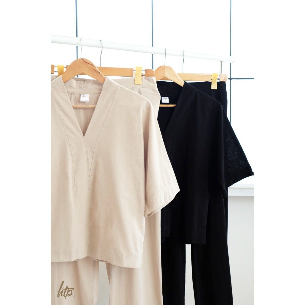 HTP Linen V-Neck Top And Pants Coordinates