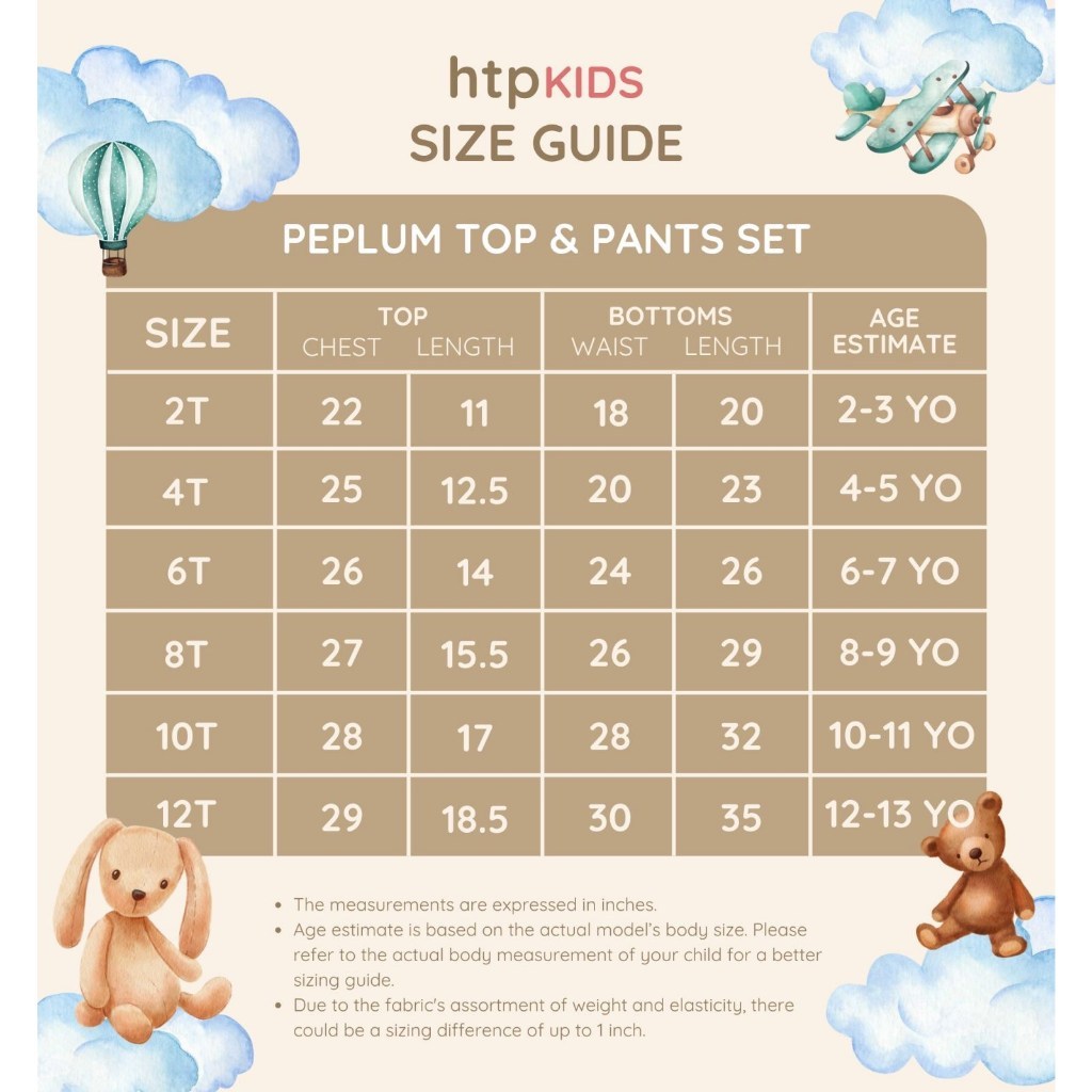 HTP Kids Girl Peplum Top & Pants Set