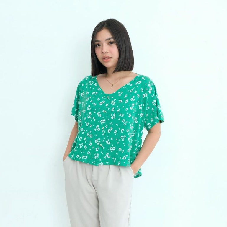 HTP Button Down Vneck Top