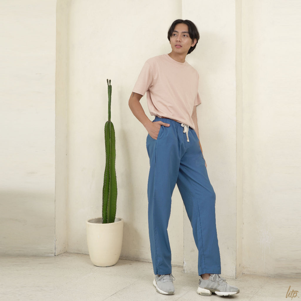 HTP Linen Pull-Up Pants With Tie And Pocket