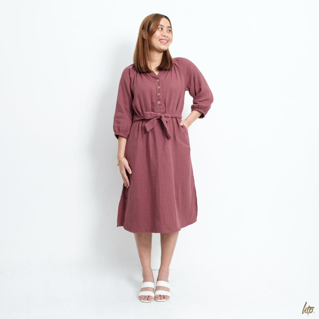 HTP Bishop Sleeve Dress With Tie