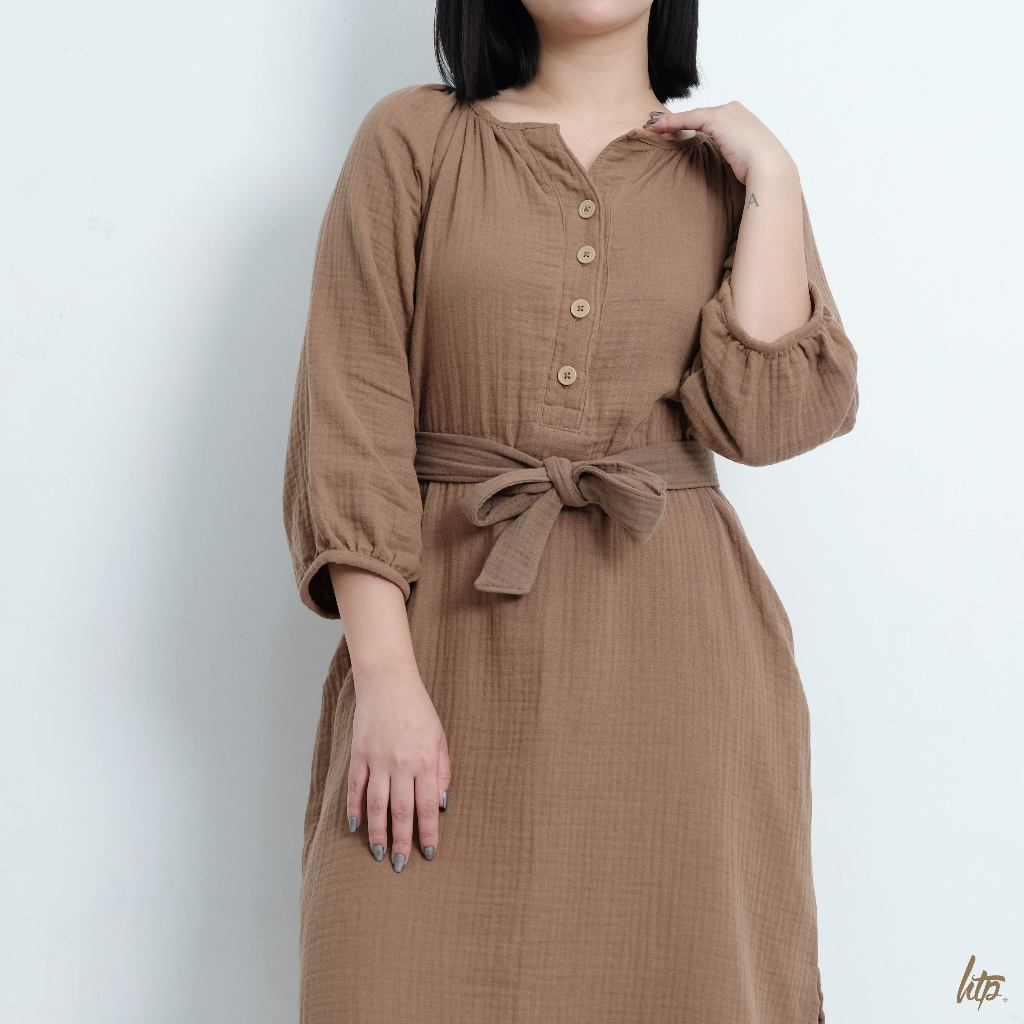 HTP Bishop Sleeve Dress With Tie