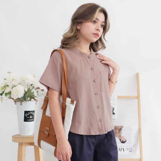 HTP Chinese Collar Loose Curve Top